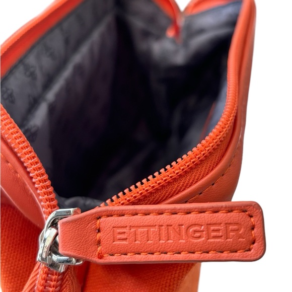Ettinger London Amenity Pouch Makeup Bag In-flight Toiletries bag. Deep Orange - Picture 3 of 7